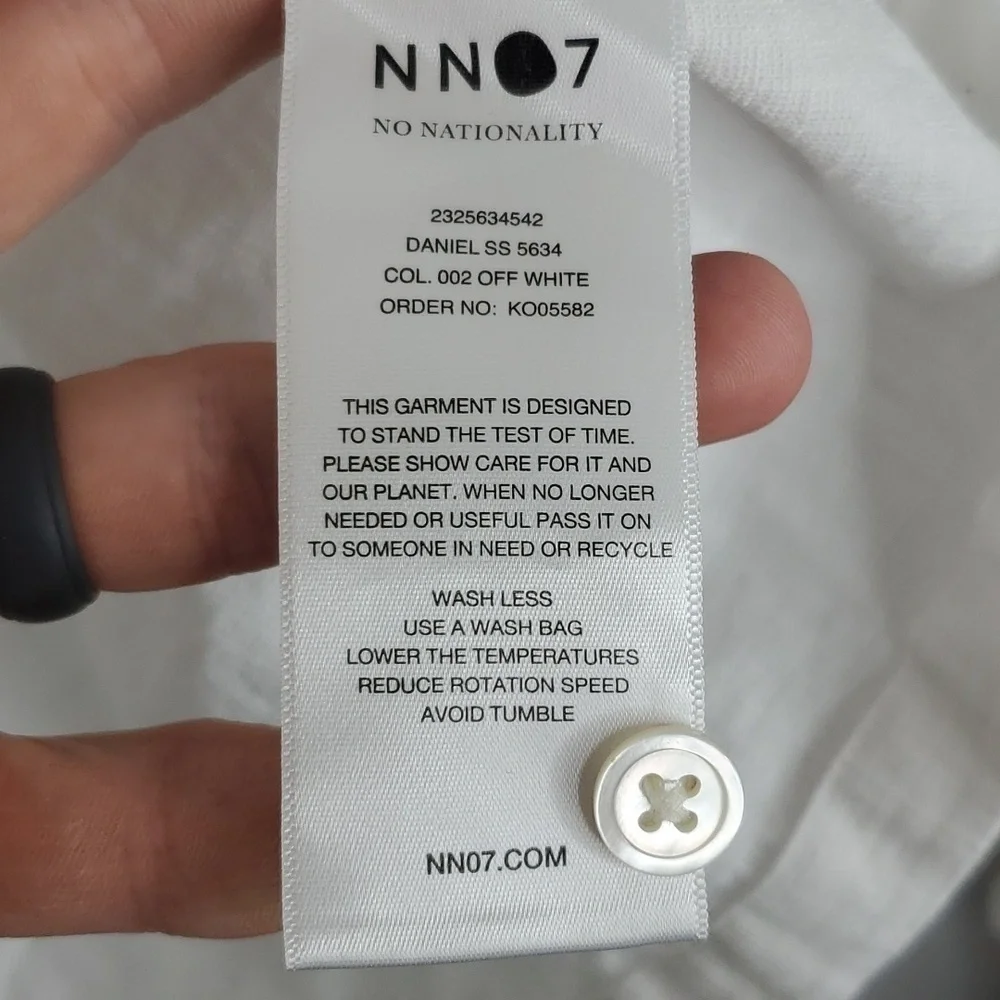 N NO7 No Nationality Daniel Shirt Button Down Short Sleeve White Light Mens XXL